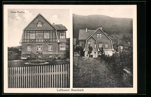 AK Manebach / Thüringen, Ansichten vom Hotel Haus Martha