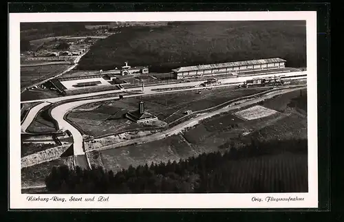 AK Nürburg, Nürburg-Ring, Start und Ziel aus der Vogelschau