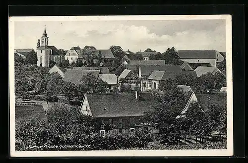 AK Schmannewitz, Ortsansicht aus der Vogelschau