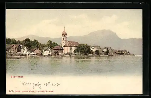 AK Beckenried, Ortsansicht vom Wasser aus