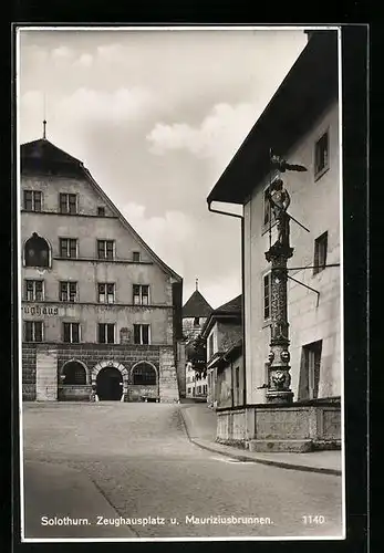 AK Solothurn, Zeughausplatz und Mauriziusbrunnen