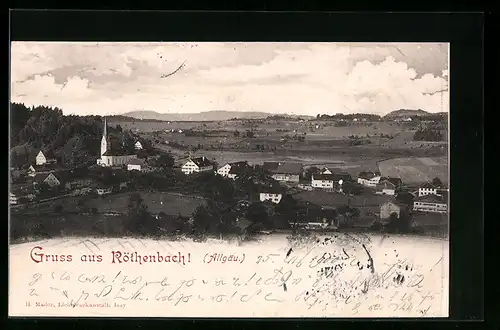 AK Röthenbach (Allgäu), Ortsansicht aus der Ferne im Sommer