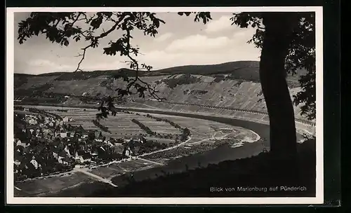 AK Pünderich, Blick von der Marienburg auf den Ort