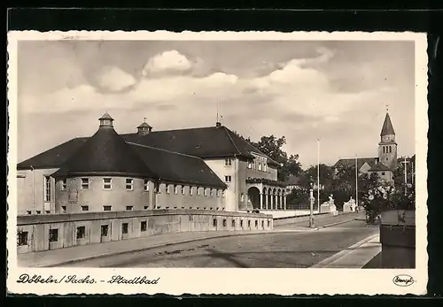 AK Döbeln /Sachs., Blick auf das Stadtbad