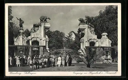 AK Hamburg-Stellingen, Pompöser Eingang zu Hagenbeck`s Tierpark