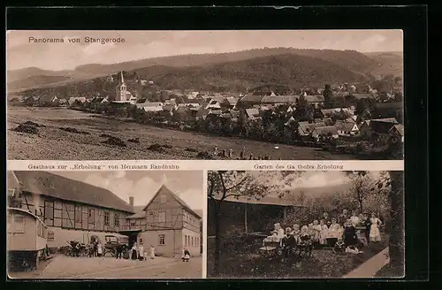 AK Stangerode, Gasthaus zur Erholung von Hermann Randbahn, Garten, Panorama