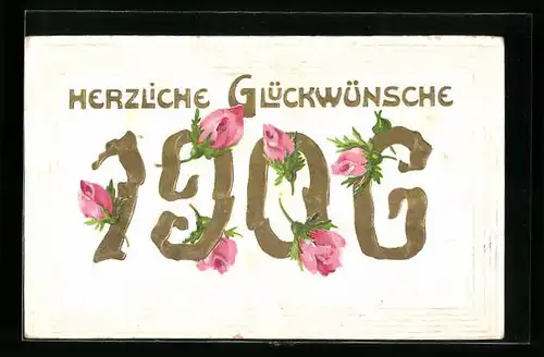 AK Jahreszahl 1906 mit Rosen