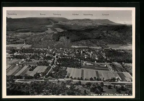 AK Gingen a. d. Fils, Ortsansicht aus der Vogelschau