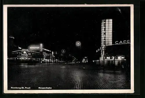 AK Hamburg-St. Pauli, Reeperbahn bei Nacht