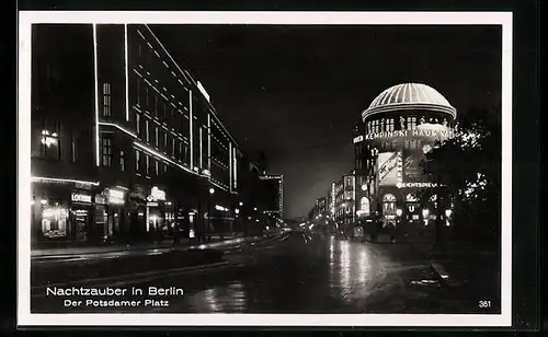 AK Berlin-Tiergarten, Nachtzauber am Potsdamer Platz