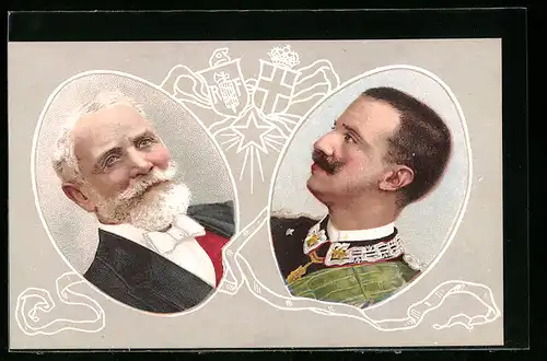 Künstler-AK Vittorio Emanuele von Italien und Präsident Loubet von Frankreich