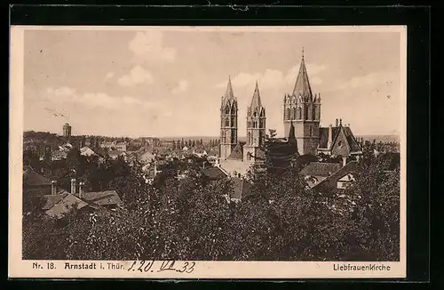 AK Arnstadt /Th., Teilansicht mit Liebfrauenkirche