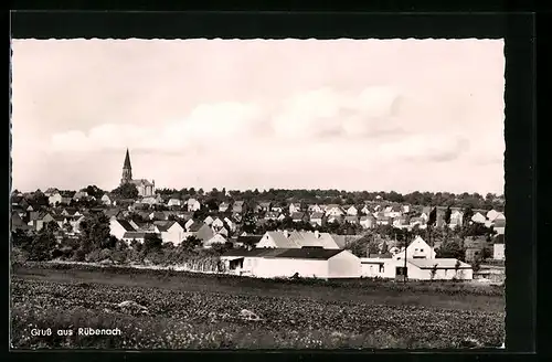 AK Rübenach, Ortspanorama mit Kirche