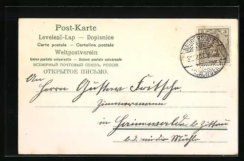 AK Jahreszahl 1903 mit Kleeblättern