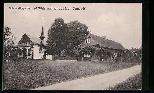 AK Sempach, Schlachtkapelle und Wirtshaus zur Schlacht