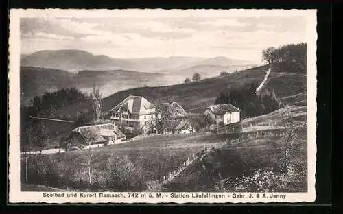 AK Ramsach, Gasthaus der Gebr. J. & A. Jenny, Bahnhof Läufelfingen