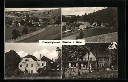 AK Stanau i. Thür., Gasthaus zur fröhlichen Einkehr, Ortsansicht