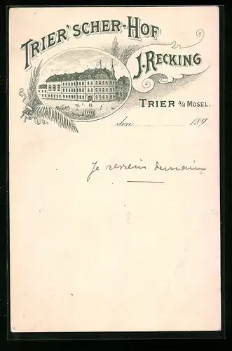 Lithographie Trier, Hotel Trier`scher Hof