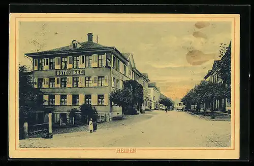 AK Heiden, Strassenpartie mit Hotel Linde