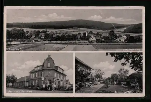 AK Grasdorf b. Derneburg, Gasthaus Robert Borchers, Garten, Gesamtansicht