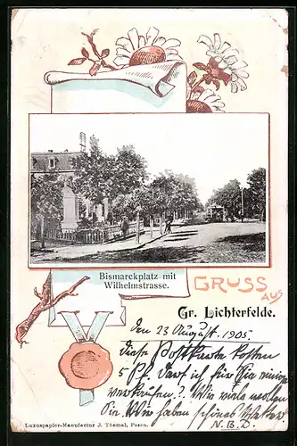 AK Gr. Lichterfelde, Bismarckplatz mit Wilhelmstrasse