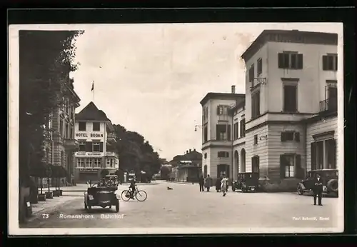 AK Romanshorn, Bahnhof mit Hotel Bodan