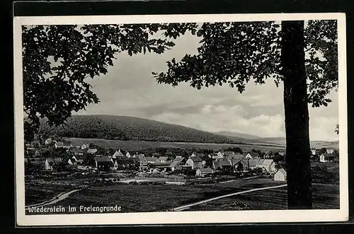 AK Wiederstein im Freiengrunde, Blick auf Ort und Landschaft vom Waldrand aus gesehen