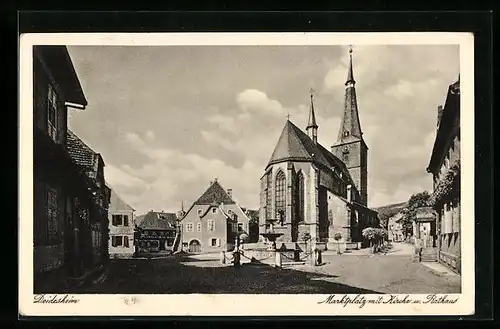 AK Deidesheim, Marktplatz m. Kirche u. Rathaus