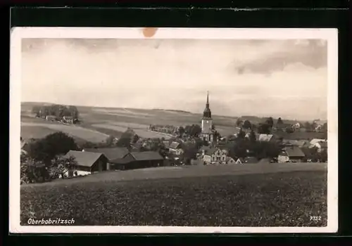 AK Oberbobritzsch, Teilansicht mit Feldern