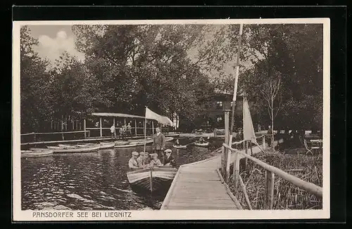 AK Pansdorfer See bei Liegnitz, Restaurant am Pansdorfer See mit Bootsverleih