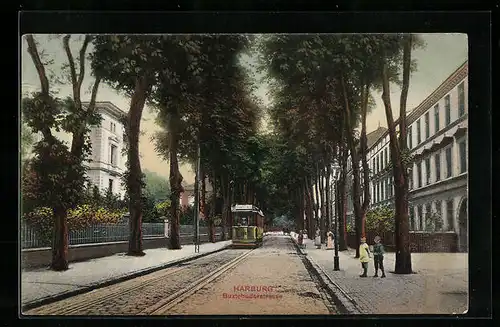 AK Harburg, Buxtehuderstrasse mit Strassenbahn