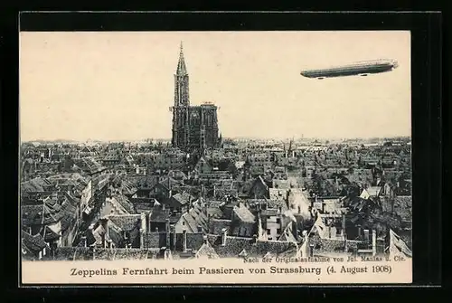 AK Strassburg, Zeppelins Fernfahrt beim Passieren