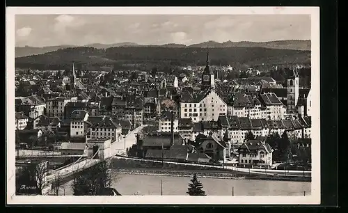 AK Aarau, Ortsansicht mit Brücke aus der Vogelschau