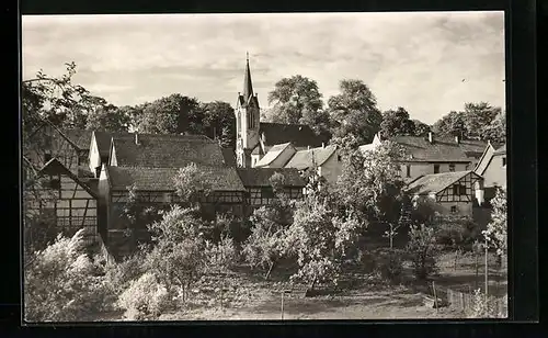 AK Hummelshain /Thür., Ortspartie mit Kirche