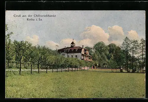 AK Rötha i. Sa., Gasthaus Obstweinschänke