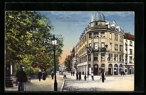 AK Aschaffenburg, Weissenburger Strasse mit Möbel-Haus Hamburger