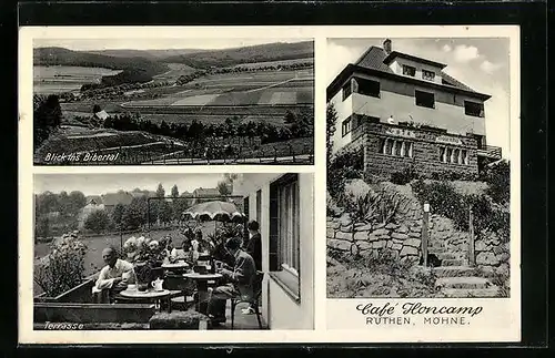 AK Rüthen /Möhne, Cafe Honcamp mit Terrasse, Bibertal