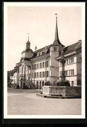 AK Zofingen, Rathausplatz mit Nikolaus-Thut-Brunnen