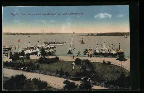 AK Berlin-Tegel, Strandpromenadeund Dampfer-An-und Abfahrtsstelle