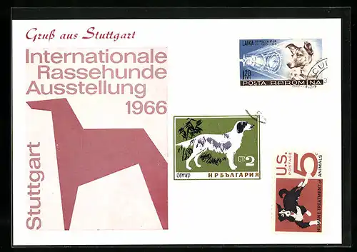 AK Stuttgart, Internationale Rassehunde-Ausstellung 1966, Plakat