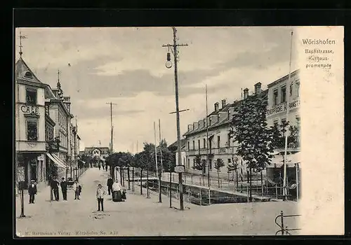 AK Wörishofen, Bachstrasse und Kurhauspromenade Kneipp`scher Kuanstalt und Cafe