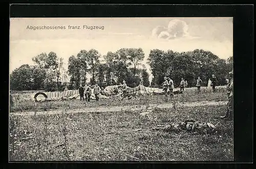 AK Abgeschossenes franz. Flugzeug