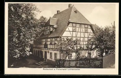 AK Frankenberg i. Sa., Restaurant u. Fleischerei Lichtenwalde