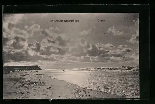 AK Grossmöllen, Ostseestrand bei Sturm