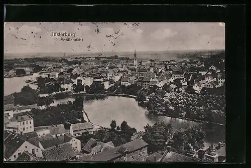 AK Insterburg, Totalansicht mit Fluss