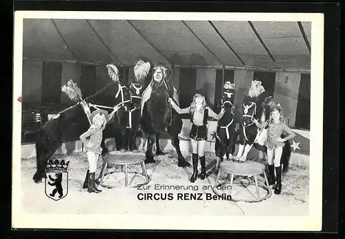 AK Berlin, Zirkus Renz, Drei Mädchen mit Ponys