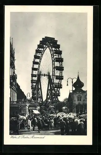 AK Wien, Prater, Ortspartie mit Riesenrad