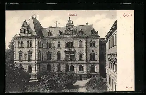 AK Krefeld, Blick zum Rathaus