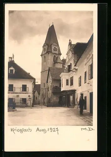 AK Krieglach, Gasthaus zum Kirchenwirt, Kirche