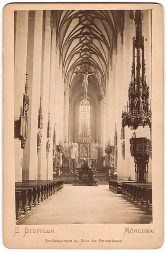 Fotografie G. Stuffler, München, Ansicht München, Innenansicht der Frauenkirche, 1888